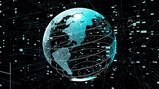 全球数据科技和计算机编程摘要信息时代未来的数字地球网络连接3Denderingcg背景图片