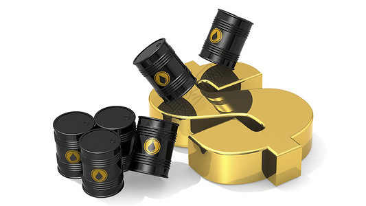 黑色原油桶印有金元牌3D高清图片
