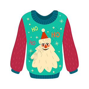 圣诞毛衣穿着丑陋的圣诞羊毛衫穿着圣诞老人的毛衣穿着圣诞老人的毛衣穿着圣诞老人的毛衣插画