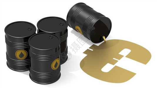 黑色原油桶带有金欧元标志3D图片