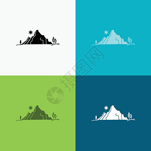 欧洲之峰卡通大自然山丘地貌图标插画