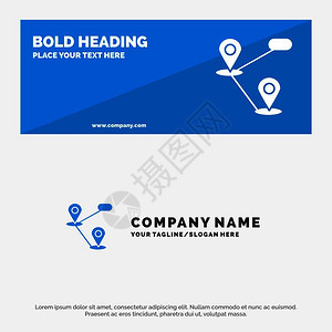 地理标志Gps地点图Solid图标网站Banner和BusinessLolog模板插画