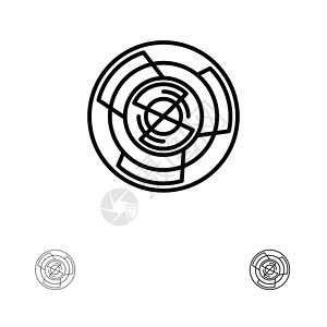 迷宫图标复杂度商业挑战概念Labyrinth逻辑MazeBold和薄黑线图标集背景
