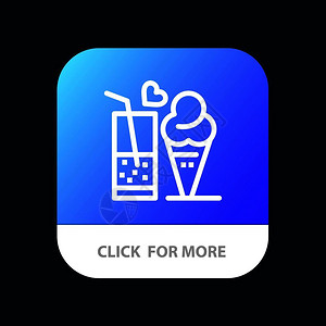 素材网app食品果汁玻璃冰胶冷可口移动App按钮Android和IOS线版插画