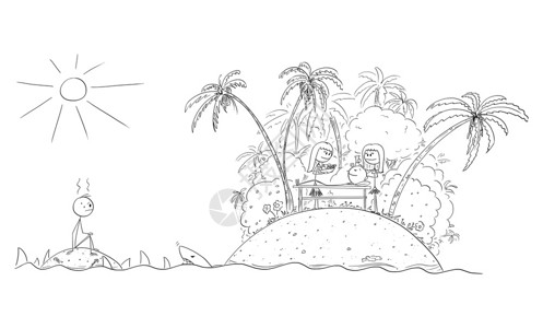 彼得曼岛手绘发生战争的小岛插画