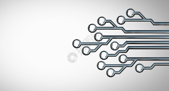 通信技术和讨论以及人工智能或和虚拟现实技术的3D插图风格图片