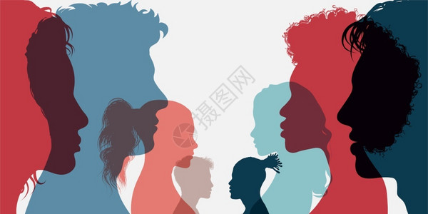 多元族裔和种人民不同文化的男女团结在一起站彼此面前种族平等和反主义的概念背景图片