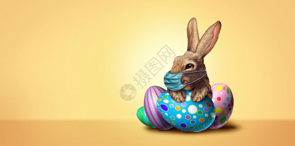 复活节兔子面罩和春季健康是四月节标志图片