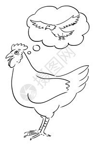 意愿矢量卡通说明鸡或母做梦思考像鹰一样飞行的矢量卡通说明插画