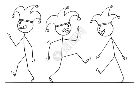 三个小丑卡通矢量插画图片