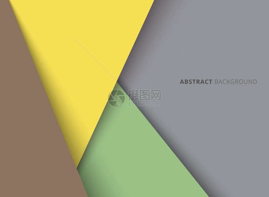 模版三角形黄色绿棕颜重叠层灰背景有阴影矢量插图图片