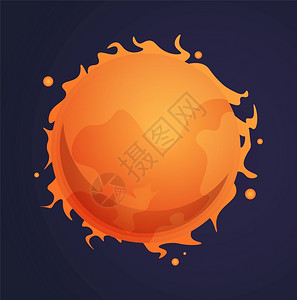 橙色能量球光效橘色恒星卡通矢量插画插画