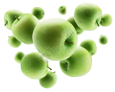 绿色苹果在白背景上悬浮绿色苹果在白背景上悬浮背景图片