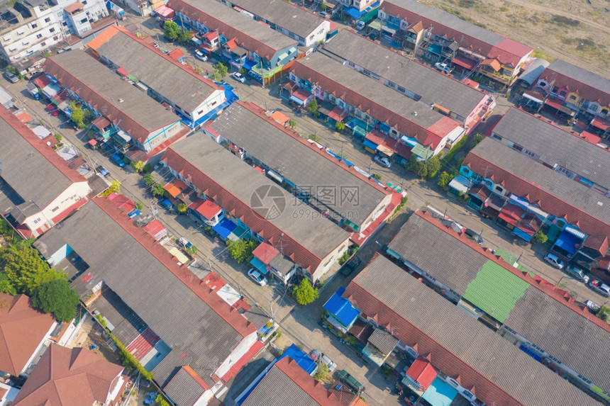 商业建筑城镇或住宅的空中景象从上到下的城市住房开发顶级观点泰国曼谷市的房地产图片