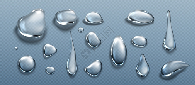 水溢出不同形状的水滴插画