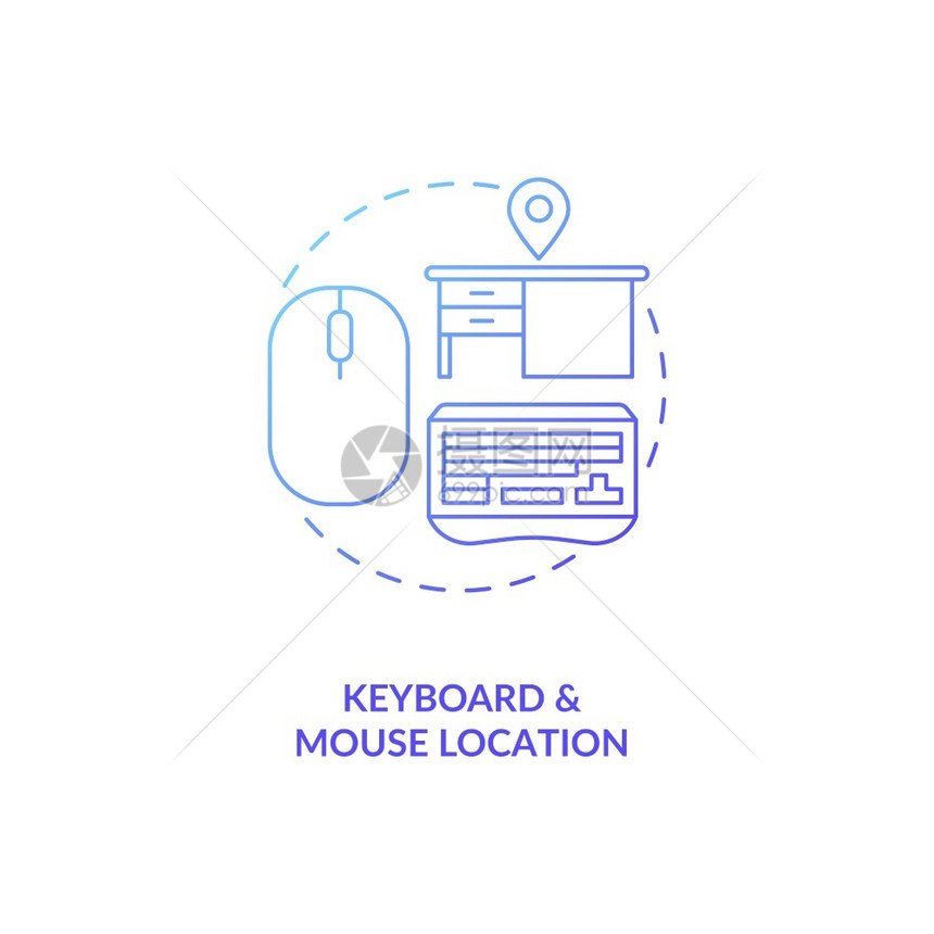 键盘和鼠标定位概念图Office人类工程学小点概念细线插图舒适的打字尽量减少肌肉紧张和疲劳矢量孤立的大纲RGB颜色绘图键盘和鼠标图片