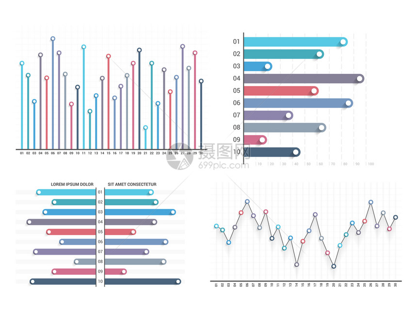 条形图和线模板商业信息图矢量eps10插图条形和线图片