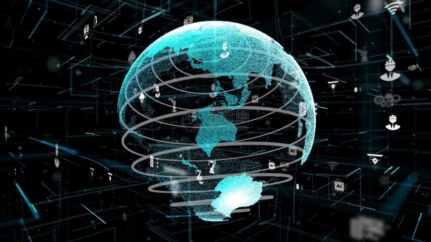 工业40数字网络技术创新概念第四次工业革命智能厂配有图标形显示自动化系统图片
