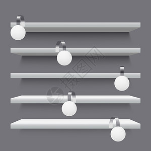 灰色银河货架商店架子带有促销活盘标签矢量插图插画