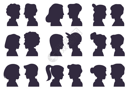 双马尾发型脸色图解男人和女的头朝向男和的头朝向平面图解女人和男的头朝向插画