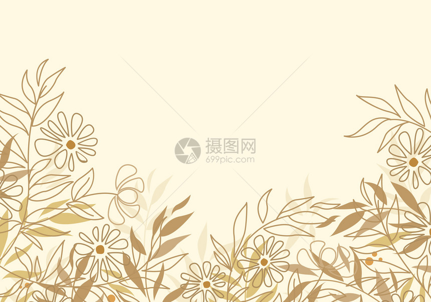 浪漫树叶花装饰矢量插图背景图片