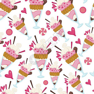 奶油曲奇卡通冰淇淋甜点矢量背景插画