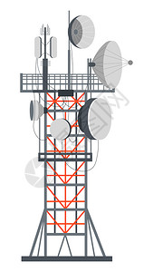东方明珠广播电视塔接收信号数据发射机天线或电信设备插画