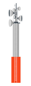 城市基础设施电信卫星话或互联网连接以平式方广播天线矢量图片