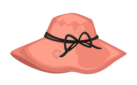 粉色帽子黛丝带时装女性防晒帽矢量插画插画