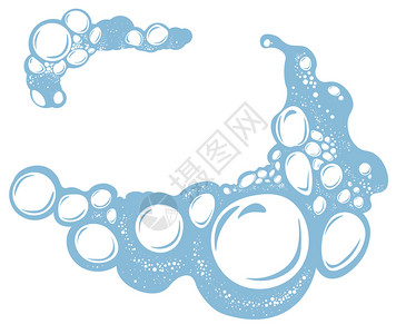 泡沫状的抽象蓝色泡沫气泡插画