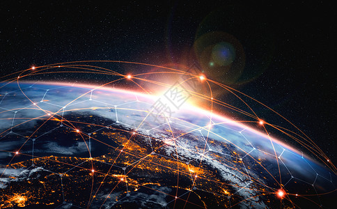 矢量卫星5G无线数字连接概念和在互联网上的未来背景