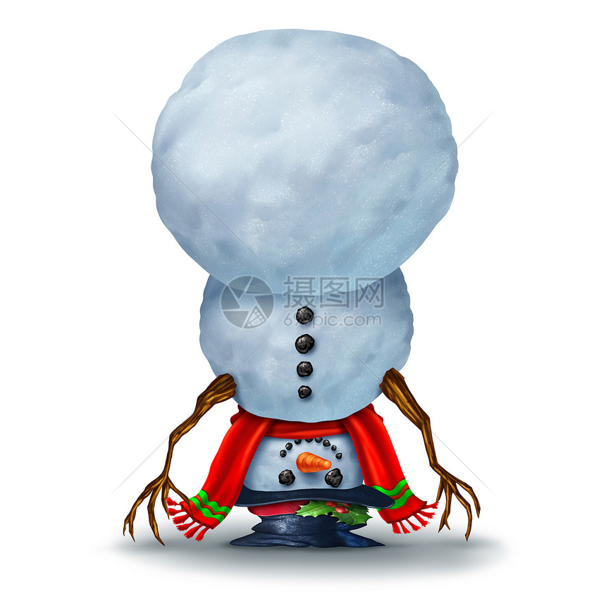 雪人以白色背景的上下雪人角色是一个有趣的冬日活动庆祝和喜季节象征图片
