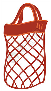 红色网状购物袋卡通矢量插画图片
