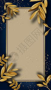 带框架和边的空白横幅金色的laurel叶和灰尘复制文本空间带有首饰和叶子的花圈优雅和的花叶价格证书平板的矢量金色叶和文字框架空横背景图片