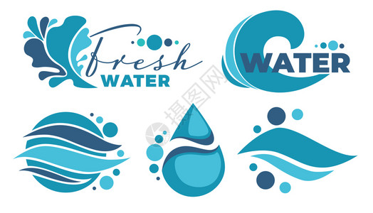 水设计水滴海浪水花图标插画