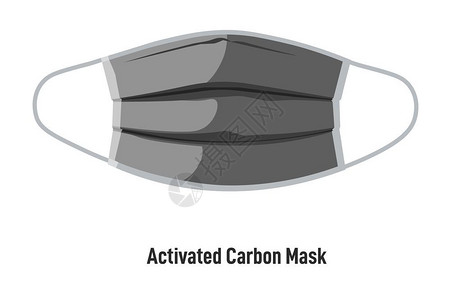在大流行病和冠状毒爆发期间保健和持康用带子激活碳遮罩用可吸入材料覆盖的孤立面孔保护措施平式病媒活碳遮罩在共生期间覆盖面孔背景图片