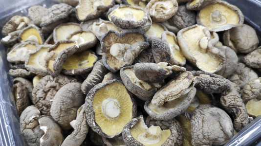 销售市场上的干洗芝麻蘑菇展示品图片