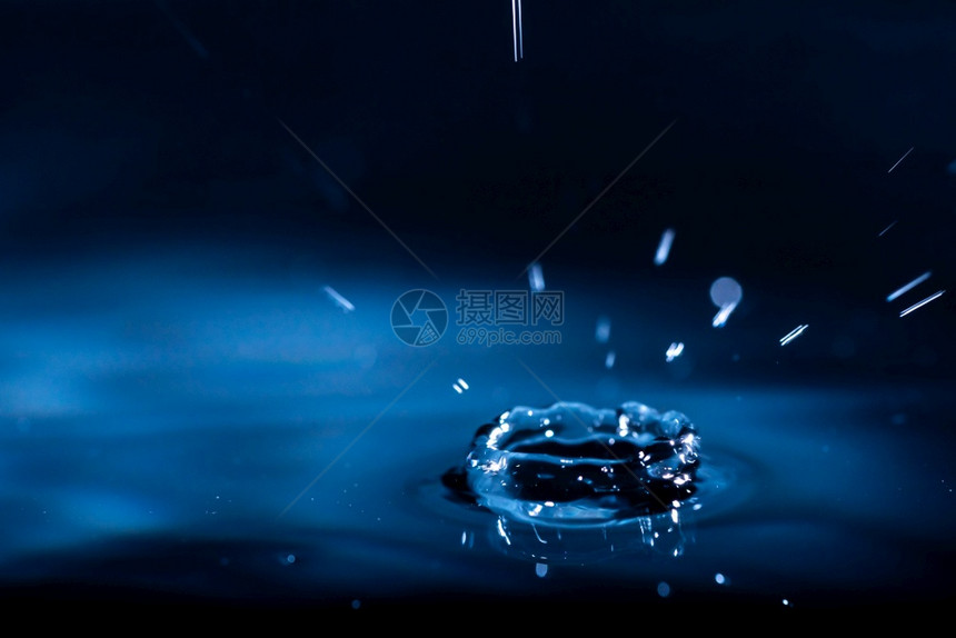 蓝色水喷的抽象背景图片