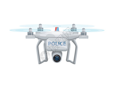 警方一体摄像机配备相机的警察无人驾驶飞机插画