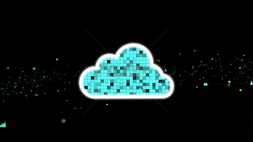 未来创新所需的云计算和数据储存技术计算机与互联网服务器连接用于3D中显示的云数据传输从而形成未来的图界面图片