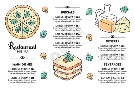 食品菜单餐厅概念图片