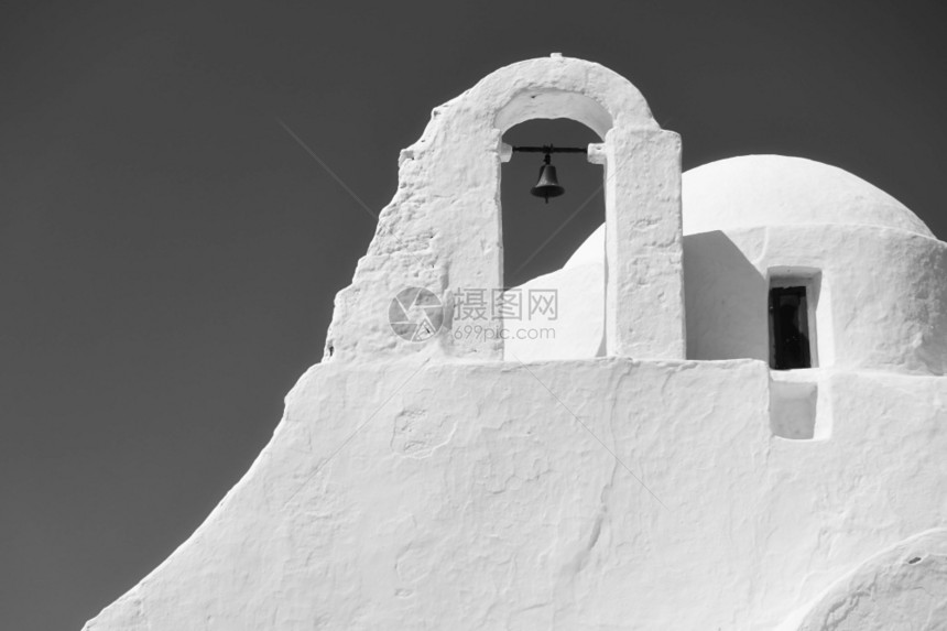 希腊米科诺斯岛PanagiaParaportiani教堂多米和贝利图片