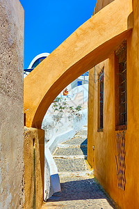 希腊圣托里尼岛奥亚村的相片街边道高清图片