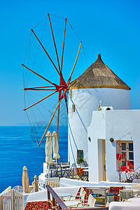 希腊圣托里尼岛风车图片