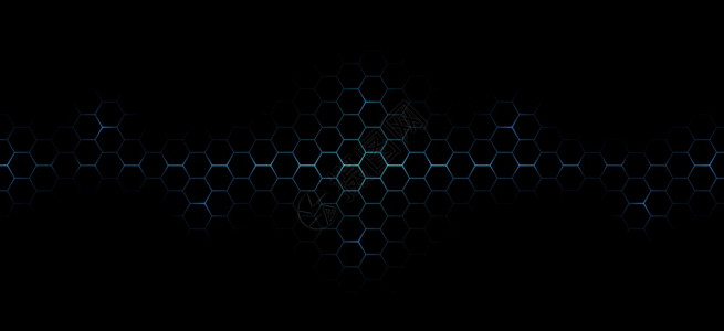 聚能蜂窝内胆六边形背景下蓝色亮能闪光发的暗六边形模式插画
