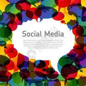 社交内容社交媒体概念插图配有语言泡沫和文字内容的位置社交媒体抽象插图配有语言泡沫插画