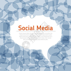 文本的地方社交媒体概念插图用蓝色的语音泡沫和文字内容的位置来说明社交媒体抽象插图用语音泡沫来说明插画