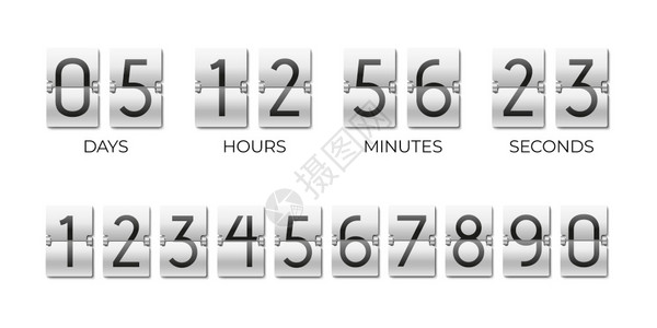 秒表计时日小时分钟秒的计板倒页剩余时间的倒数计器定包的数字模板单向翻转时钟模型设计带翻转卡的矢量手表日秒的计分板剩余倒数计时板器包的数字插画
