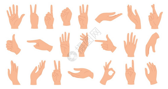 手举交叉拳头和平拇指举起手卡通人掌和腕矢量器为信使们沟通或交谈拳举手和平拇指举手卡通人掌和腕矢量器插画