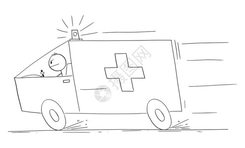 应对紧急情况的救护车矢量卡通棒图或字符说明图片